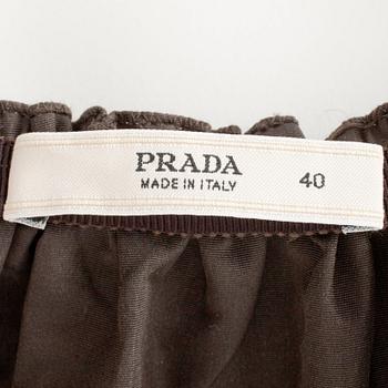 PRADA, a brown silk blend skirt.