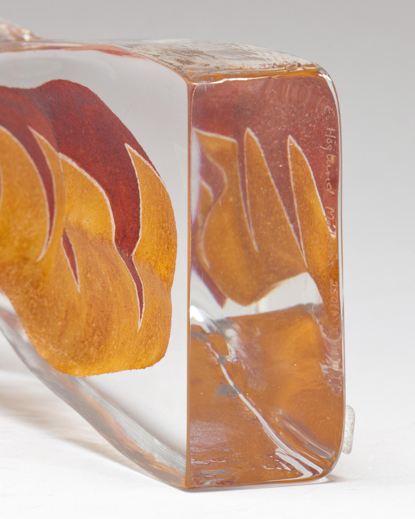 SKULPTUR, glas, Erika Höglund, Målerås, signerad.