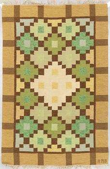 Anne-Marie Boberg, a carpet, flat weave, ca 201 x 134 cm, signed AMB.