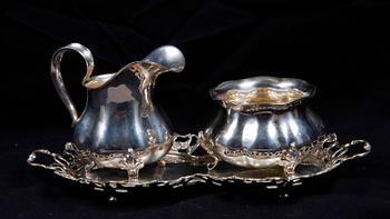 KAFFESERVISDELAR, 3 st, silver, bl.a GEWE 1960-tal.