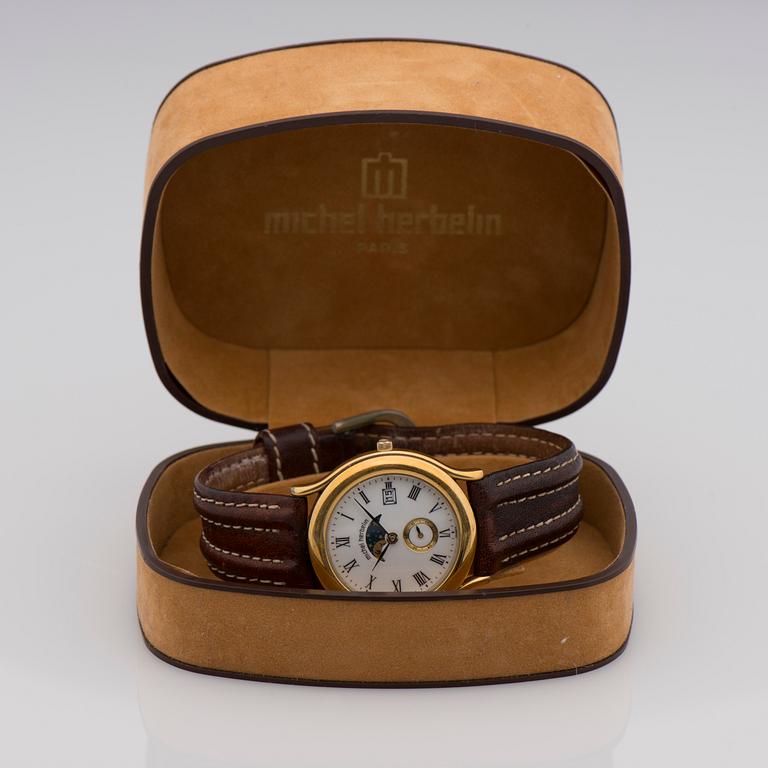 ARMBANDSUR, Michel Herbelin, Paris. Förgylld metall, kvarts. 1980-tal.
