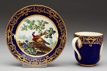 A 'Sèvres' coffee cup and saucer, 18th Century.