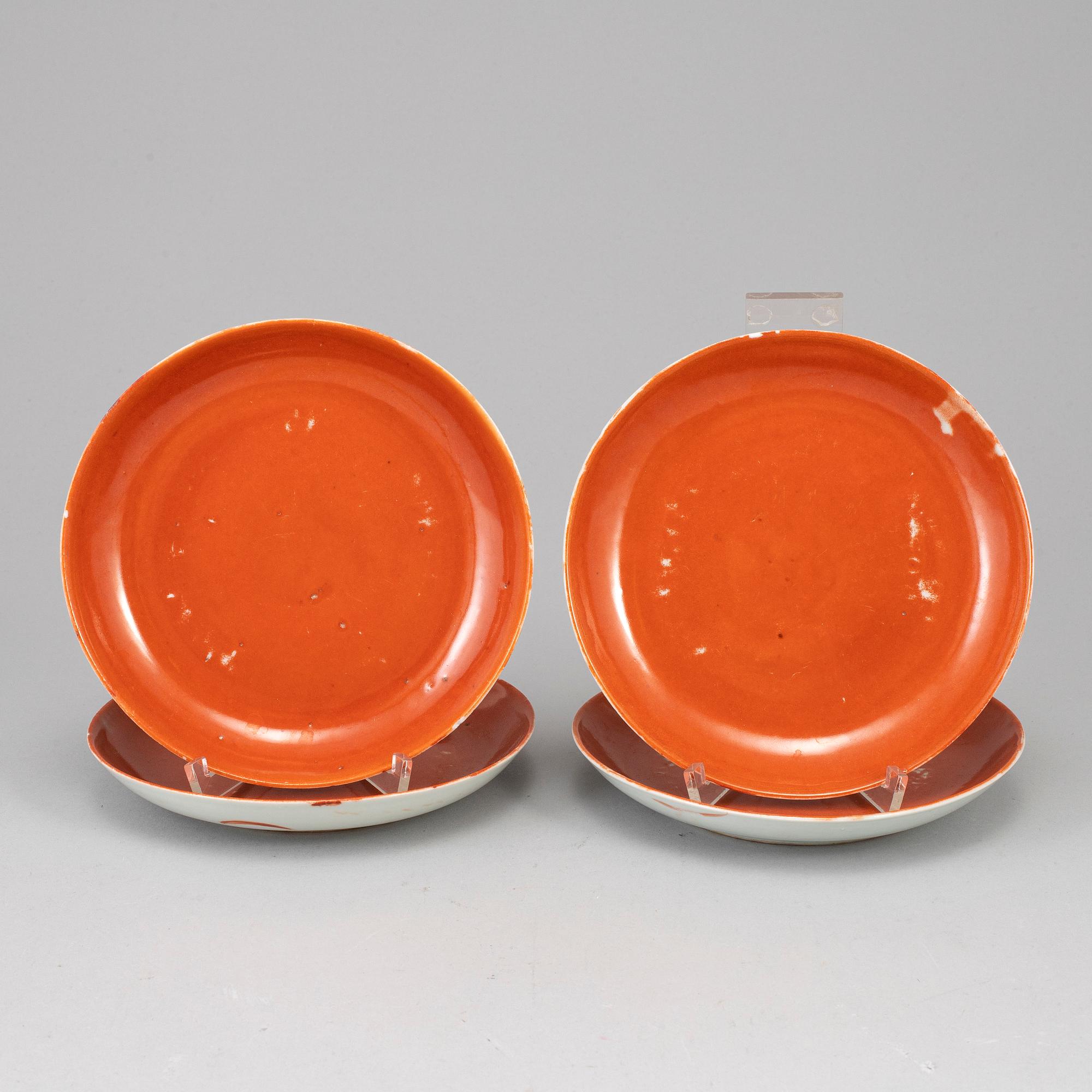 FAT, fyra stycken, porslin. Qingdynastin, 1800-tal.