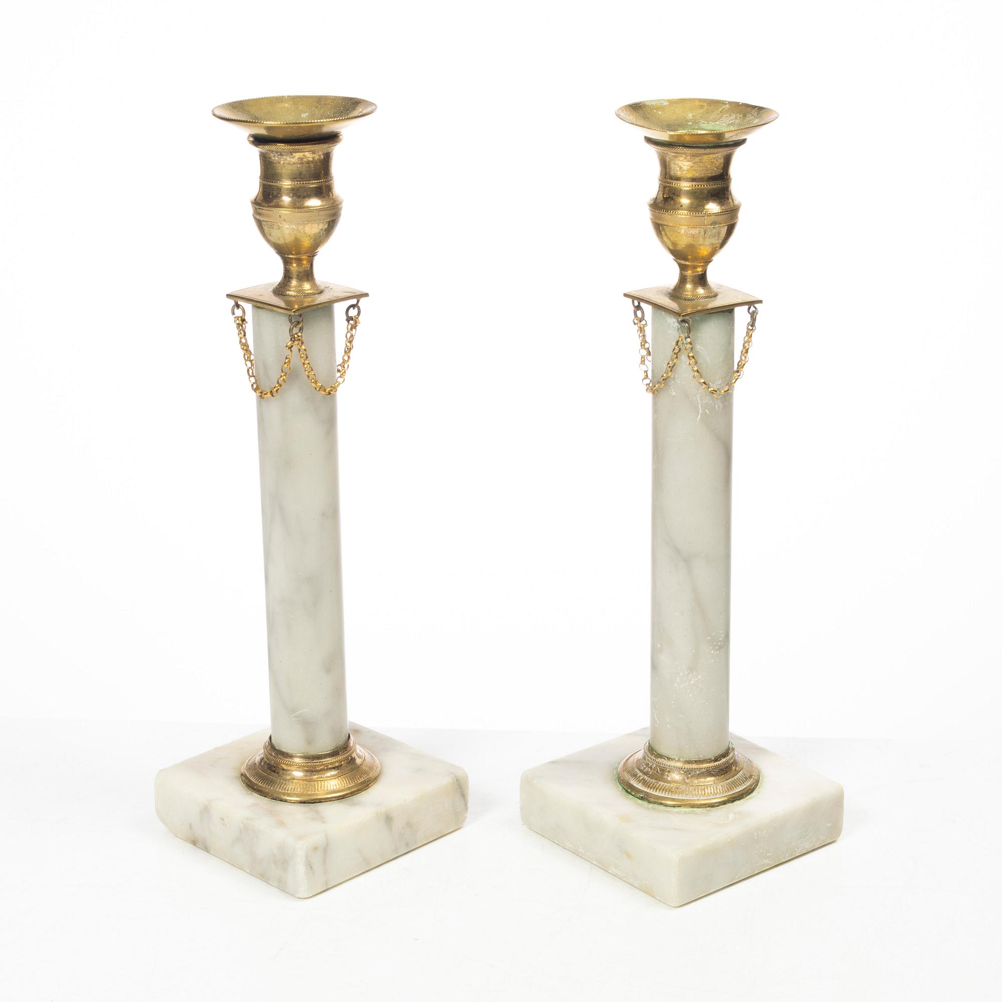 A pair of candelabra, late Gustavian, circa 1800.