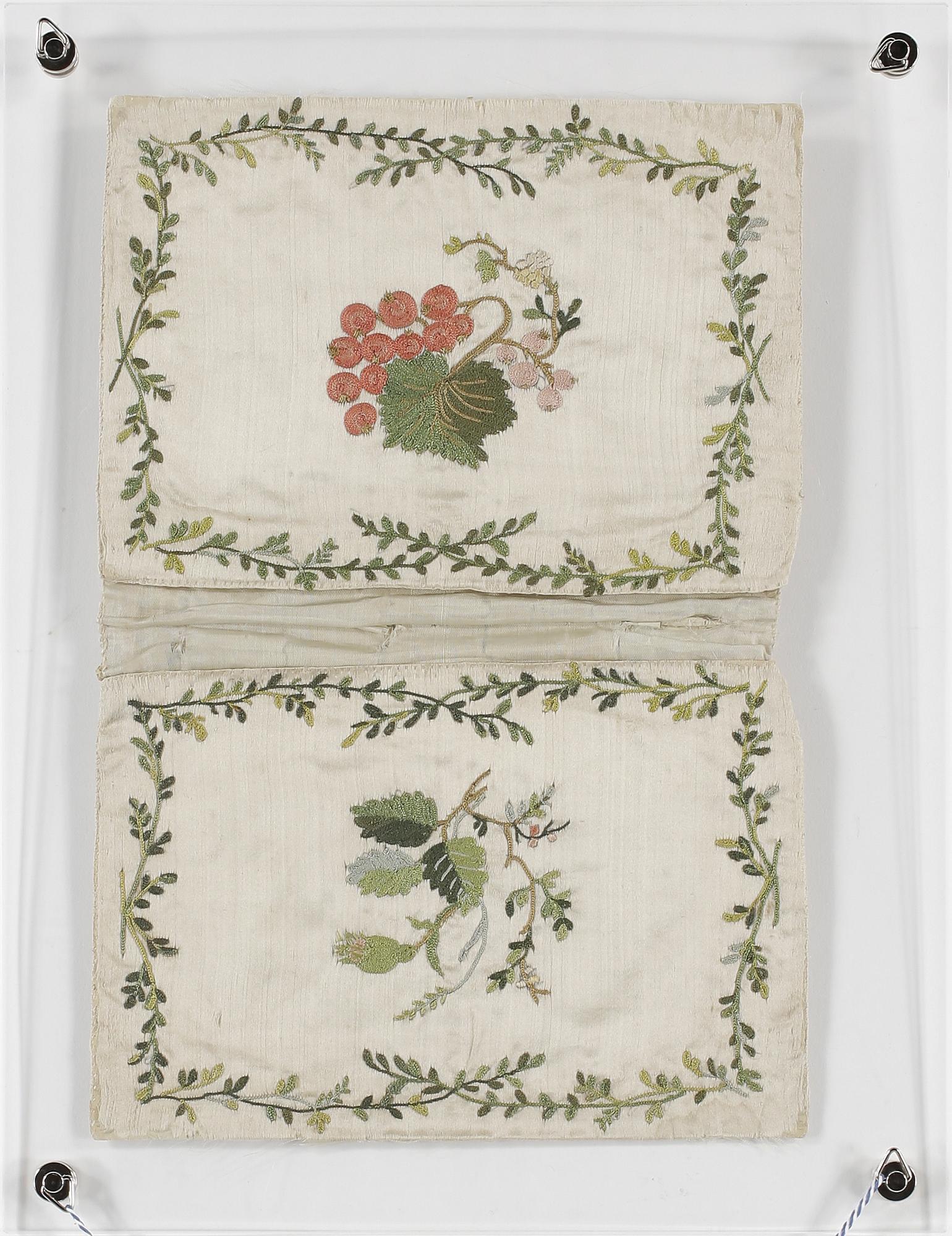 PLÅNBOK, sidenbroderi, 1700-tal.
