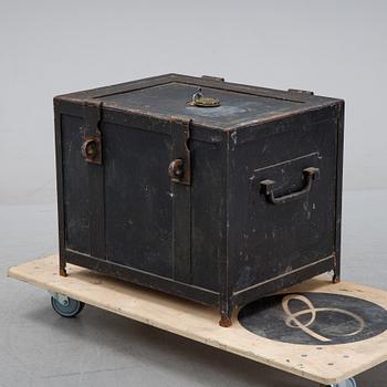 A cast iron chest/safe, late 19th Century.