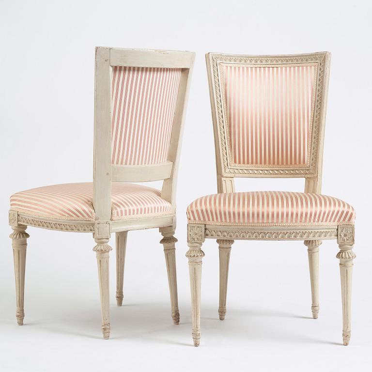 A set of six late Gustavian chairs, late 18th century.