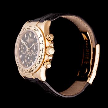 ARMBANDSUR, herr, Rolex Cosmograph Daytona, guld, läderarmband, originalbox, garanti intyg 2006.