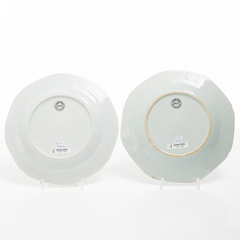 Assietter, 9 st, porslin, Kina, Qianlong (1736-95).