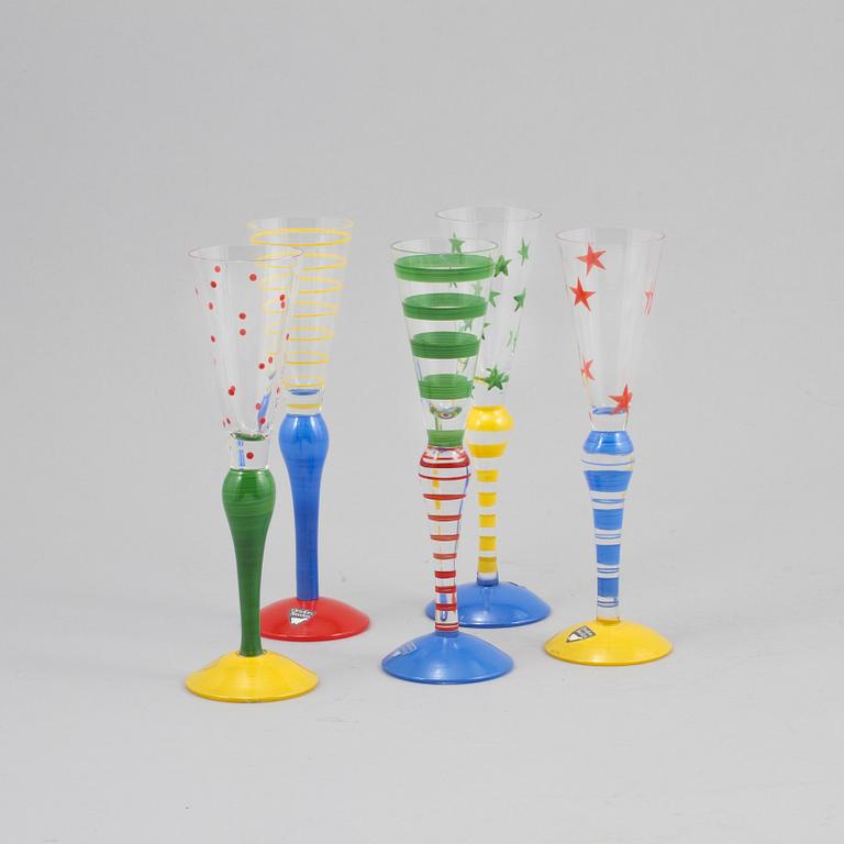 SNAPSGLAS, 5 st, "Clown", Anne Nilsson, Orrefors.