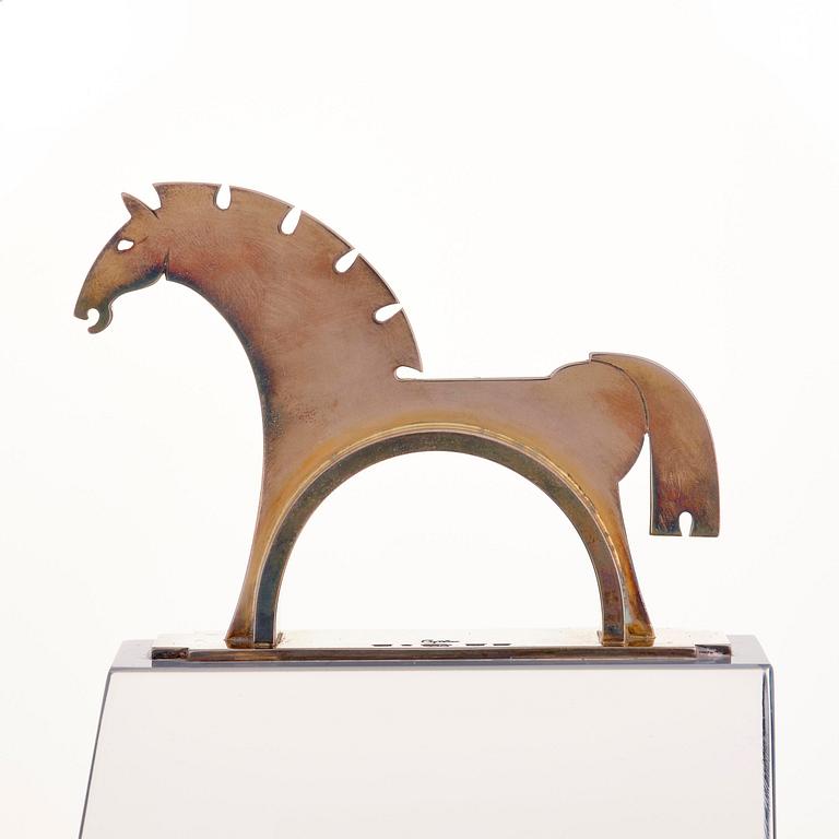 Gunnar Cyrén, a glass and silver gilt sculpture, Orrefors, for the World Equestrian Games, Stockholm 1990, ed. 1/10.