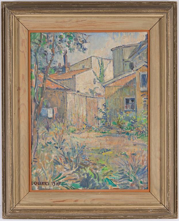 EDVIN OLLERS, oil on canvas laid down on panel, siged E. Ollers and dated 1947.