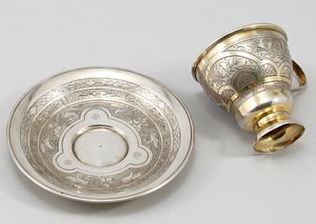 KAFFEKOPP OCH FAT, silver, Moskva, Ryssland, 1875, vikt 130 gram.
