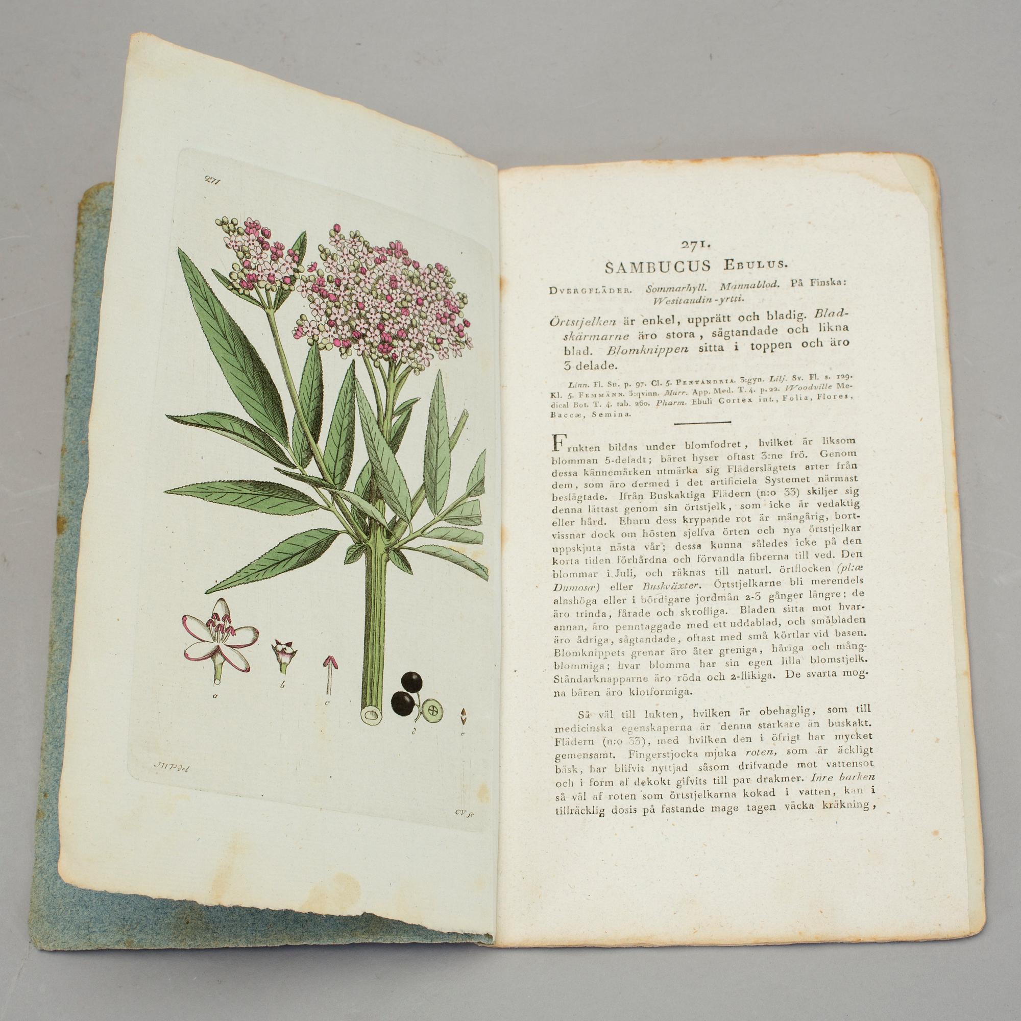 FLORA, 11 häften, "Svensk Botanik" av bla Johan Wilhelm Palmstruch, Stockholm 1805.