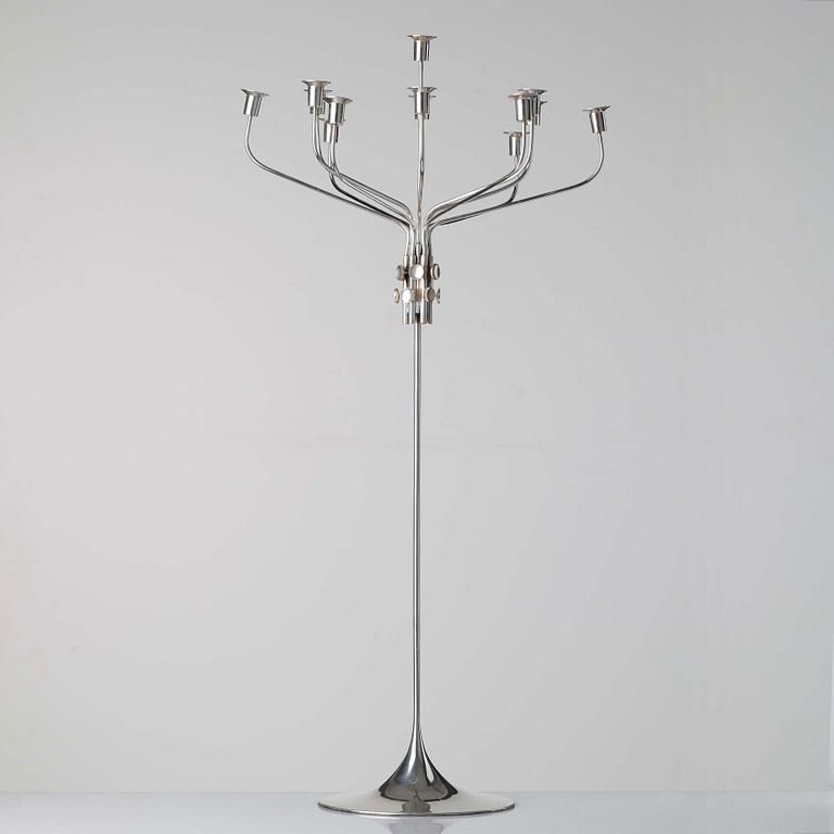 Tapio Wirkkala, a "TW412" sterling candelabrum for thirteen lights, executed by Hopeakeskus OY, Finland post 1968.