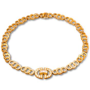 128. COLLIER, briljant- och baguetteslipade diamanter, 18K guld. Italien.