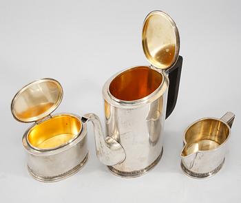 KAFFESERVIS, 3 delar, silver, Eric Råström, Stockholm, 1948, vikt 1564 gram.