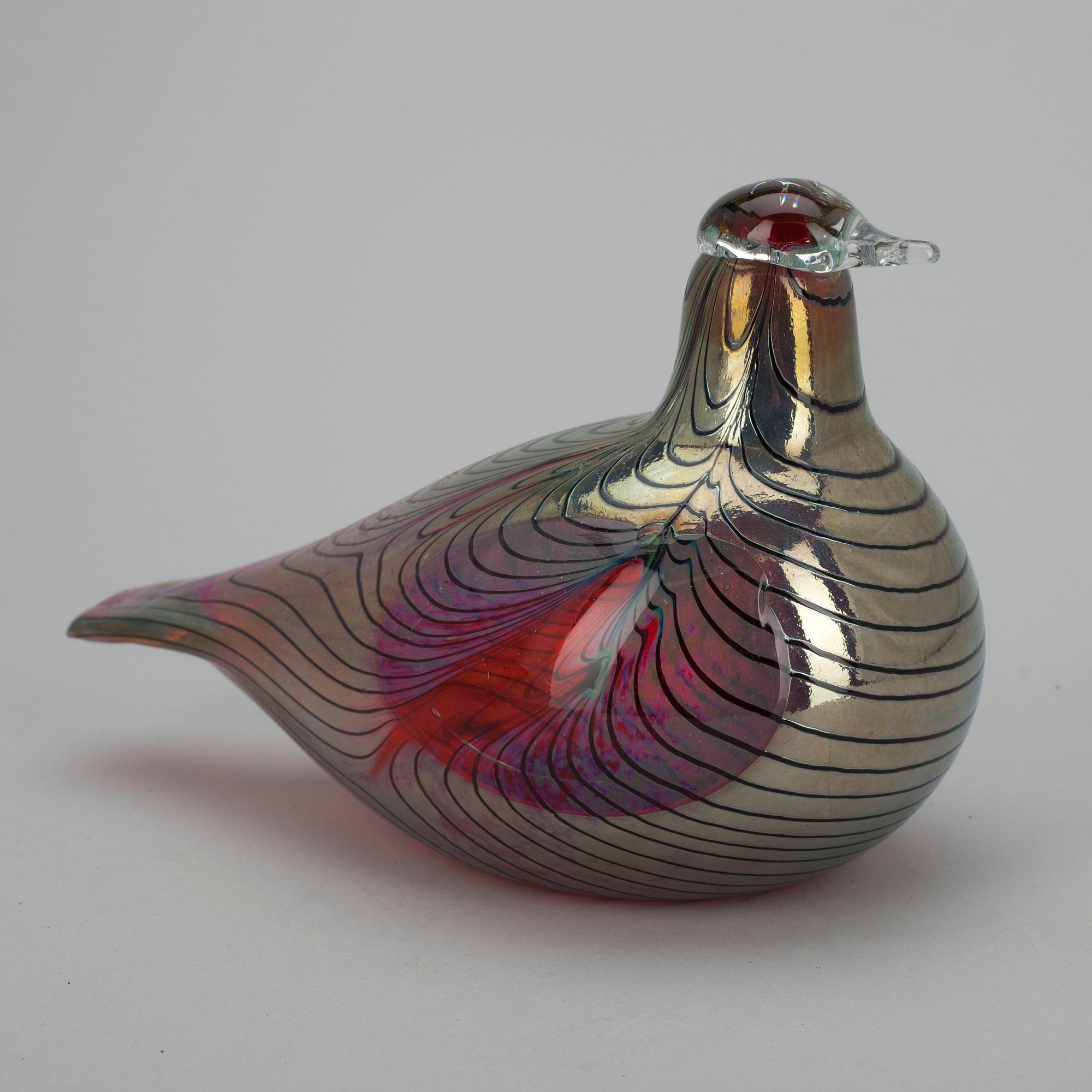FÅGEL, glas, signerad O. Toikka, Nuutajärvi.