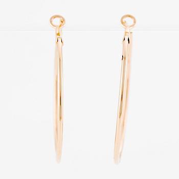 Earrings, hoop style, 14K rose gold with brilliant-cut diamonds.