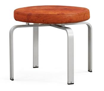 A Jørgen Høj brown leather and aluminium stool, Denmark 1960's-70's.