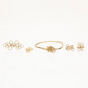 Berit Johansson, bangle and rings 4 pcs brass.