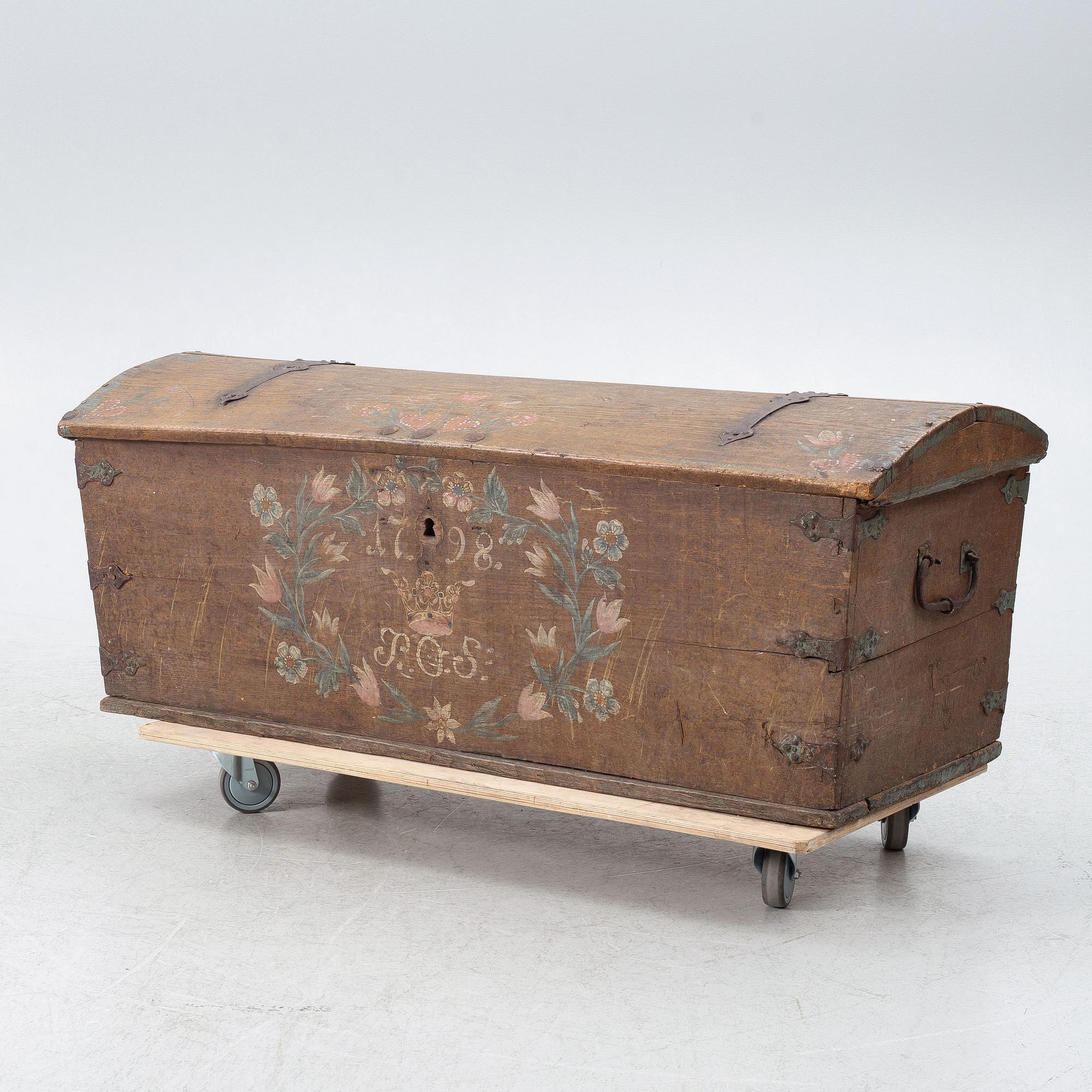 A swedish wooden chest, dated 1798.