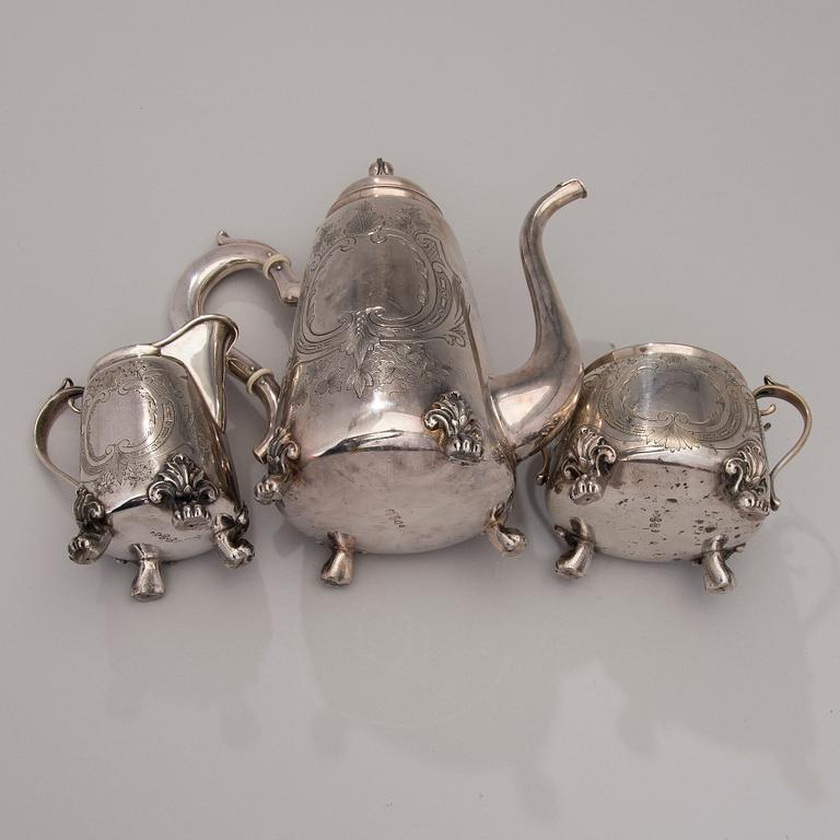 A 3-piece silver coffee set, mark of Otto Roland Mellin, Helsinki 1882-85.