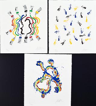 FERNANDEZ ARMAN. Mapp med 3 st serigrafier, signerade, numrerade 6/200. GKM edition, 1987.