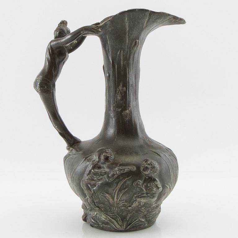 Jean-Maurice Petizon, Vase, Art Nouveau, pewter, France.