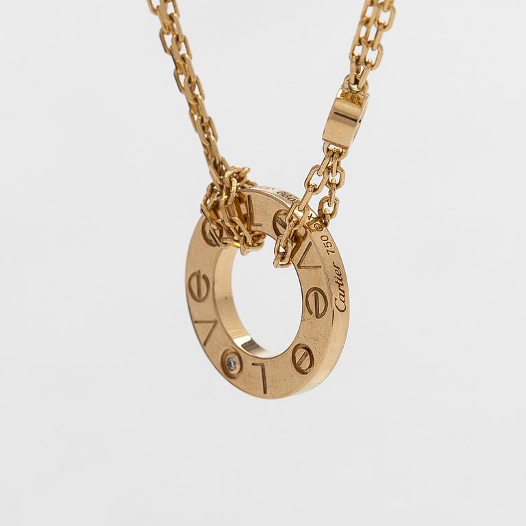Cartier, an 18K rose gold 'Love' necklace with brilliant-cut diamonds.