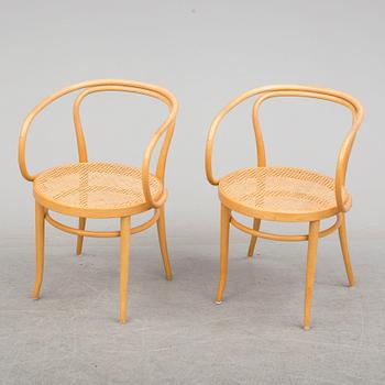 Six mid 20th century Thonet-marked bent wood armchairs.