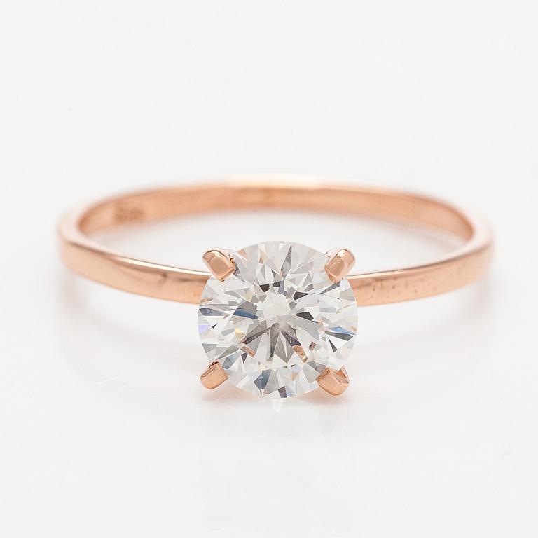 Ring, brilliant cut diamond, 14K rose gold.