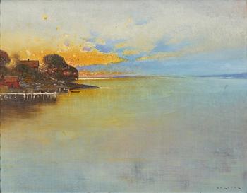 August Hagborg, Solnedgång over vatten.