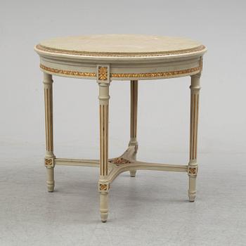 A sofa, four chairs and a table, gustavian style, early 20th century.