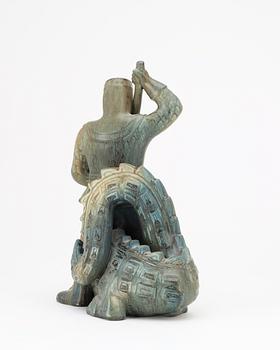 A Gunnar Nylund stoneware sculpture of S:t Michael and the dragon, Rörstrand.
