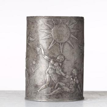 Nils Fougstedt, NILS FOUGSTEDT, a set of four pewter items, Svenskt Tenn, Sweden ca 1928.