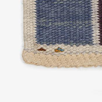 Barbro Nilsson, a carpet, 'Salerno blå med enkel bård', flat weave, c. 365 x 244 cm, signed AB MMF BN.