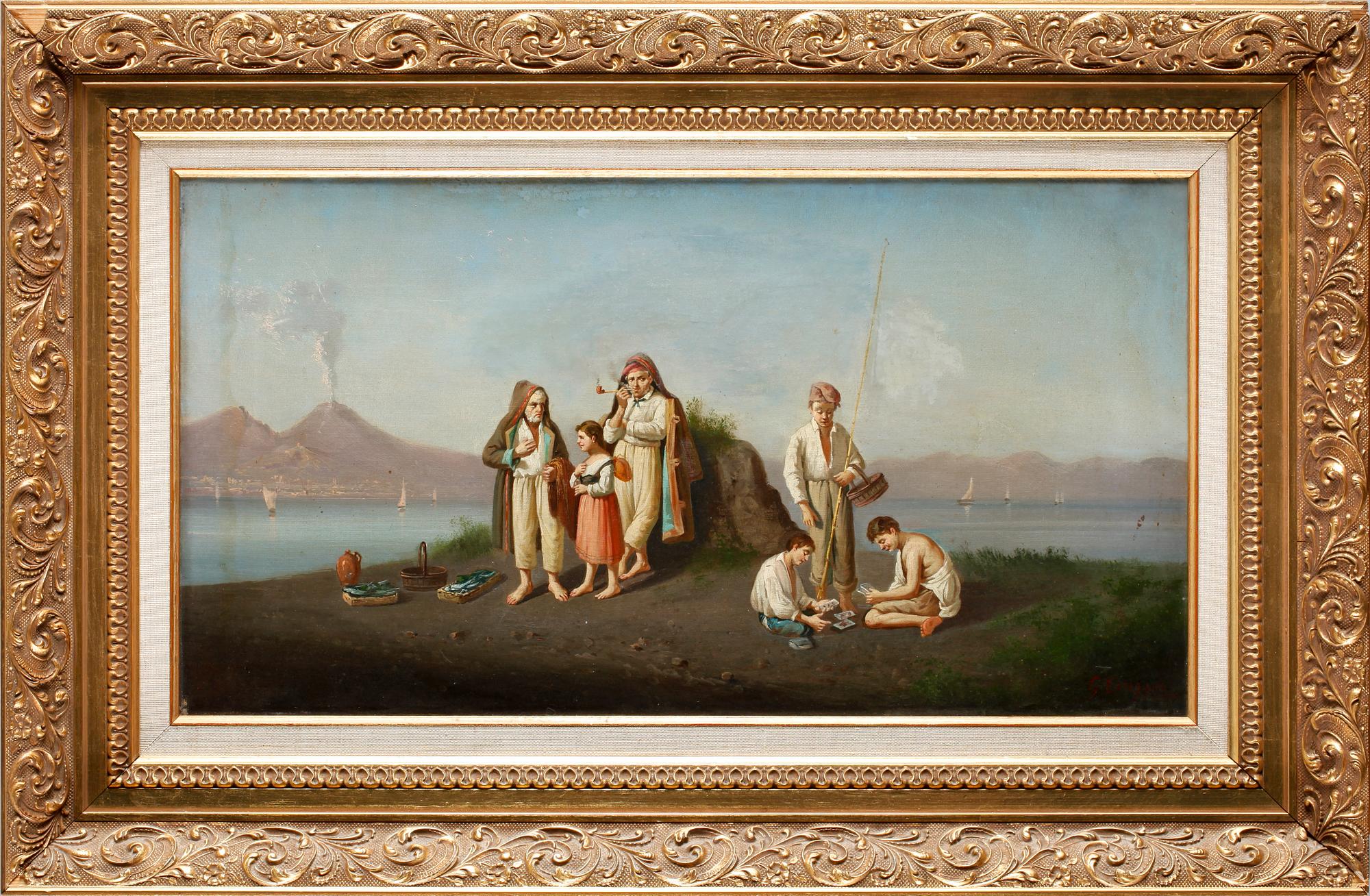 OKÄND KONSTNÄR, olja på duk. Bär sign G. Ciappa. 1800-tal.