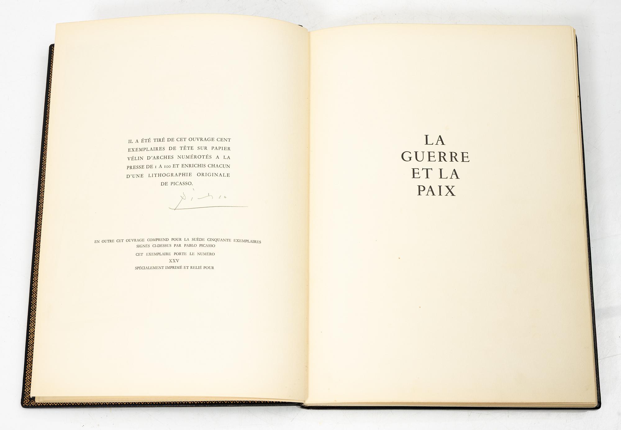 Pablo Picasso, bok, La Guerre et la Paix, signerad upplaga 25/50.