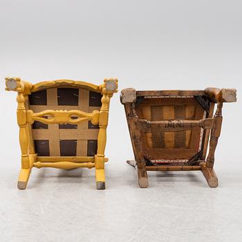 Stolar, 3 st olika, Senbarock. 1700-tal.