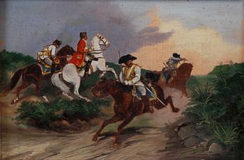 OKÄND KONSTNÄR, olja på pannå. 1800-tal.