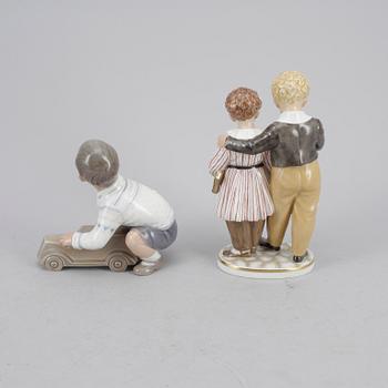 FIGURINER, 2 st, porslin, Royal Copenhagen och Dahl Jensen, Danmark.