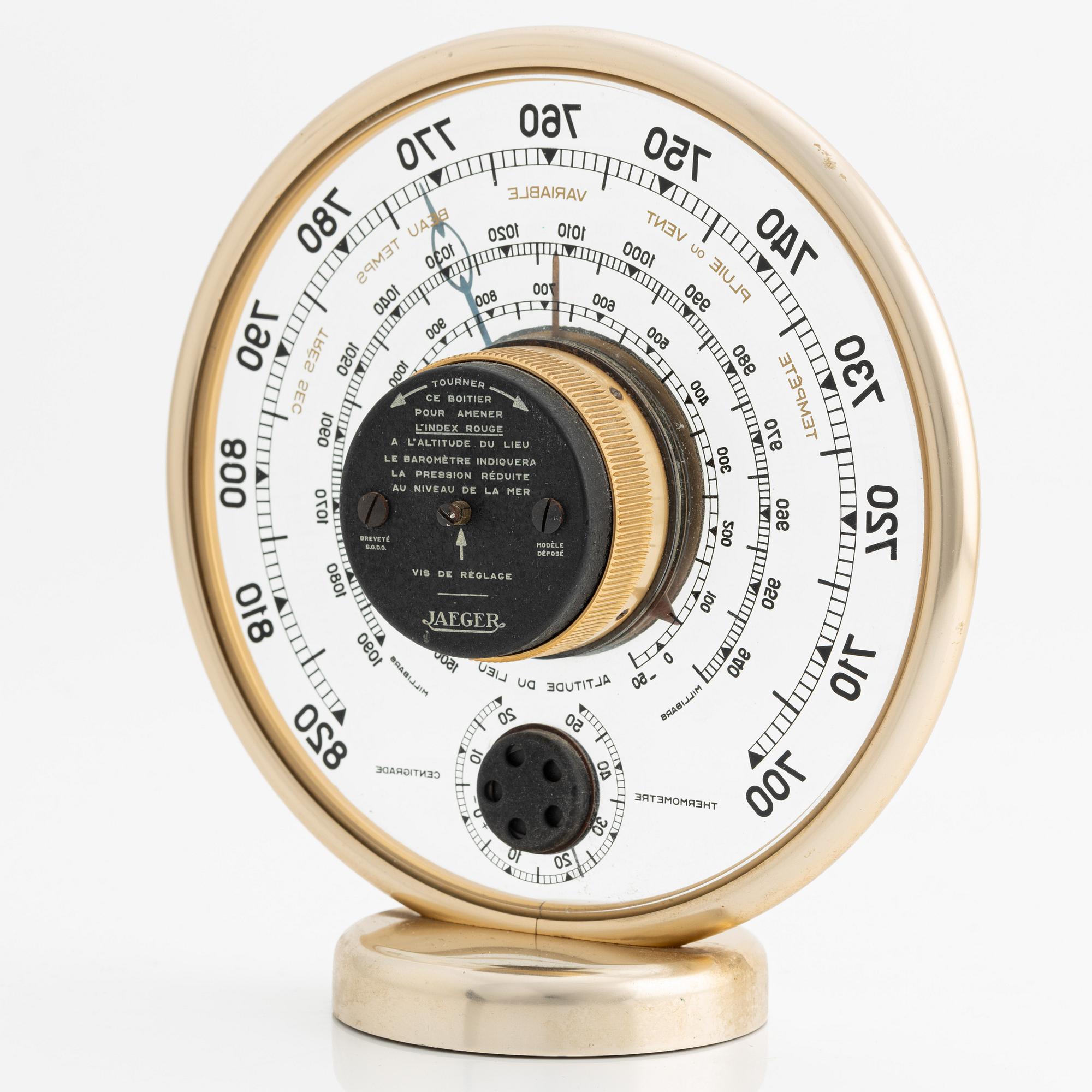 Barometer, Jaeger, model 7.A.B, France, mid-20th century.