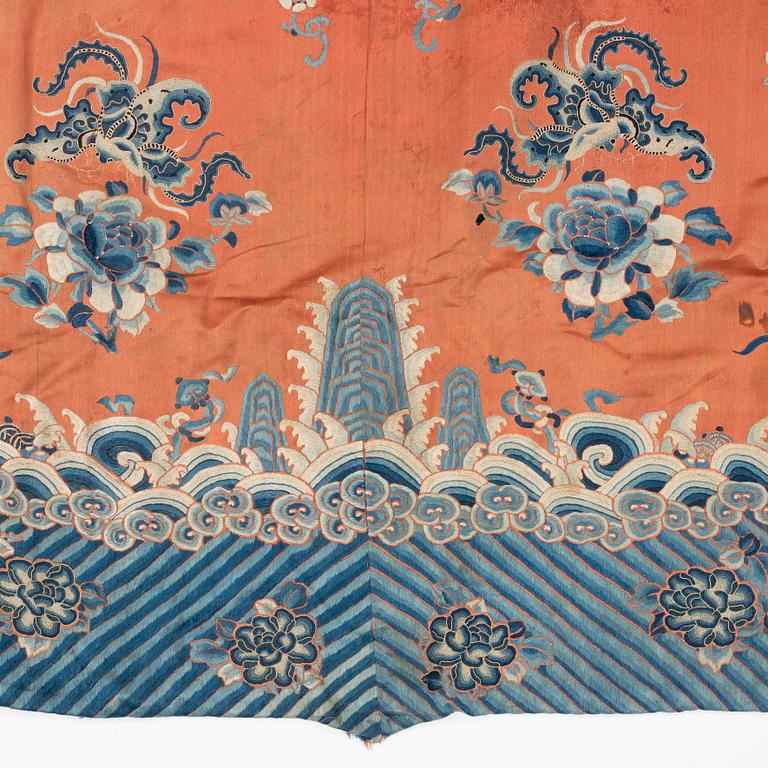 An embroidered silk altar cover, China, Qing dynasty.