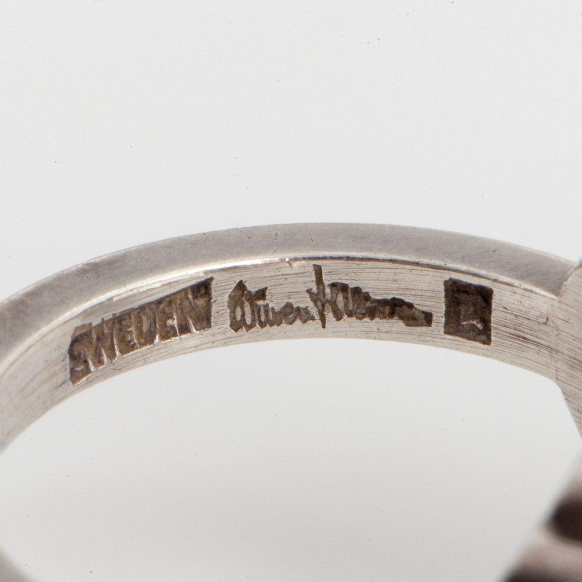 Wiwen Nilsson, a sterling silver ring with a facet cut rock crystal, Lund, Sweden 1965.