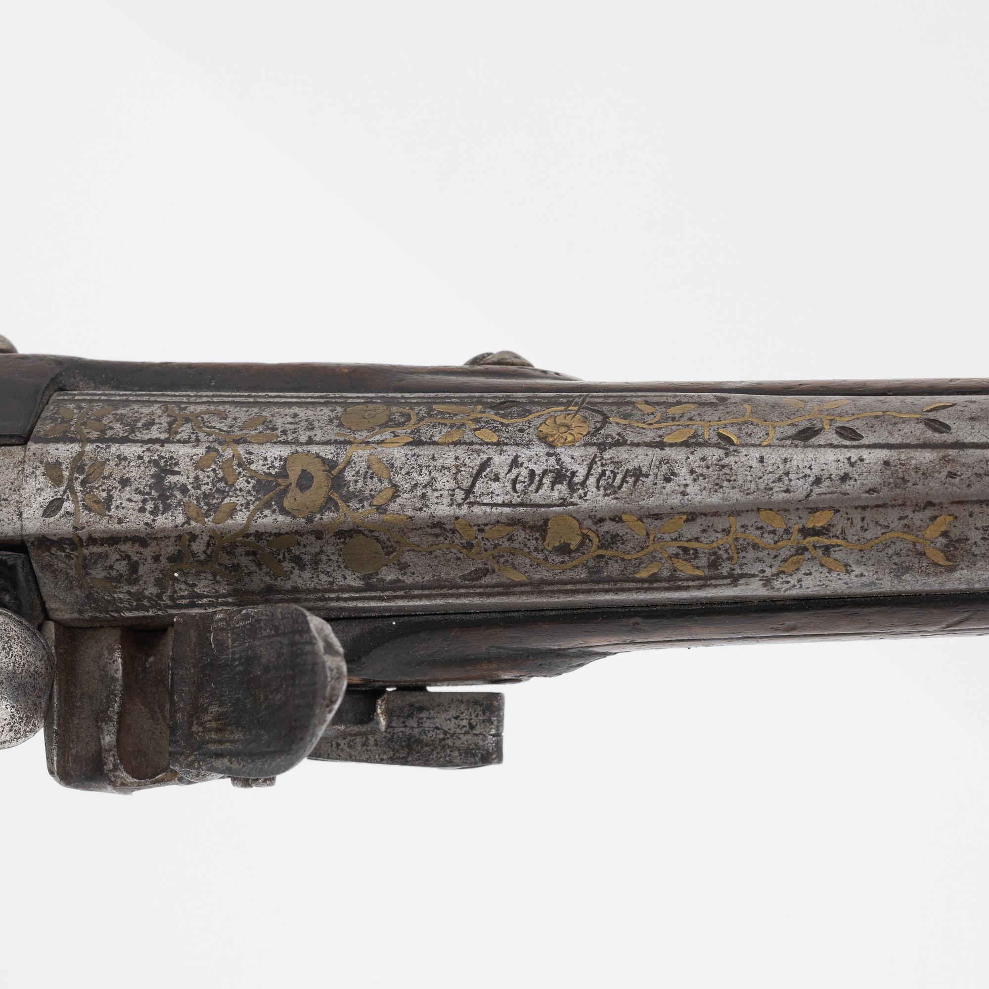 Pistoltrombon med flintlås, 1800-tal.