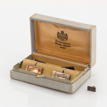 A monogram Wiwen Nilsson brooch, sterling silver with monogram, with box.