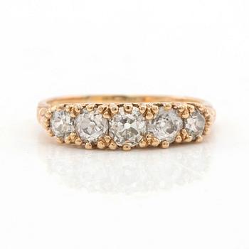 Alliance ring, 14K gold with old-cut diamonds.