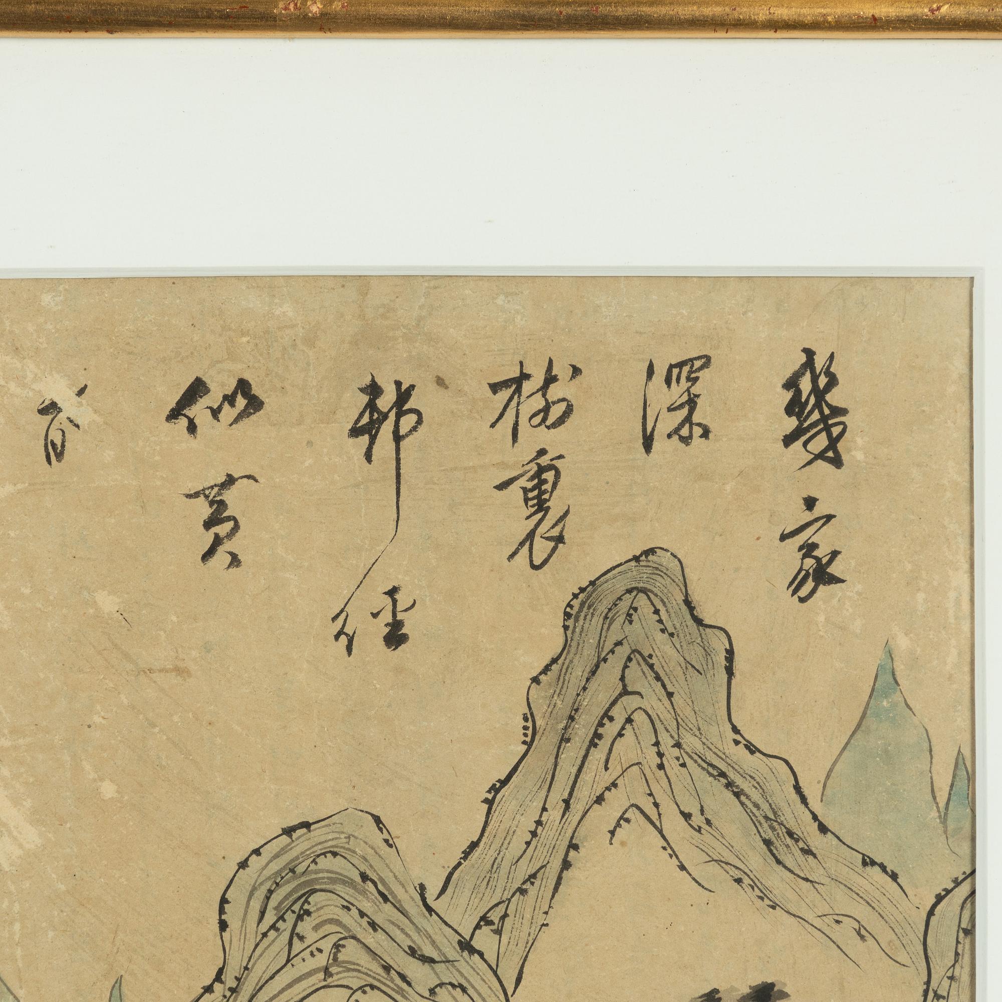 Oidentifierad konstnär, fyra stycken målningar, tusch och akvarell på papper, Korea, omkring 1900.