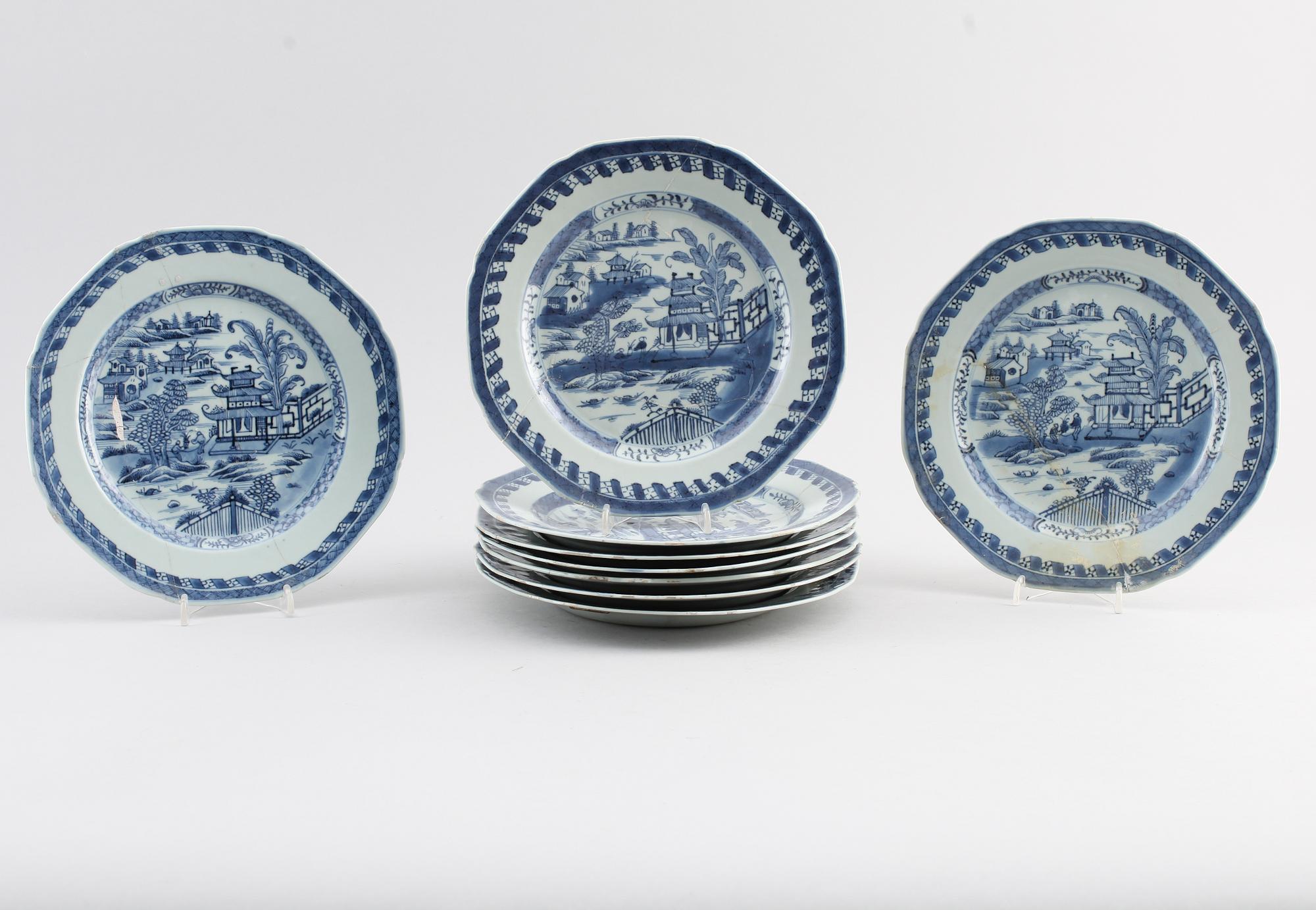 TALLRIKAR, 9 st, porslin, Kina, 1700-/1800-tal.